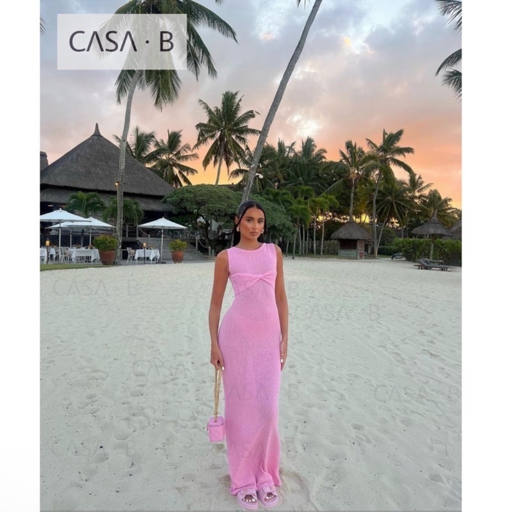 NEW to CASA B💫|Gigi Twisted Bandeau Bodycon Maxi Sundress in Rasberry Sherbet💕